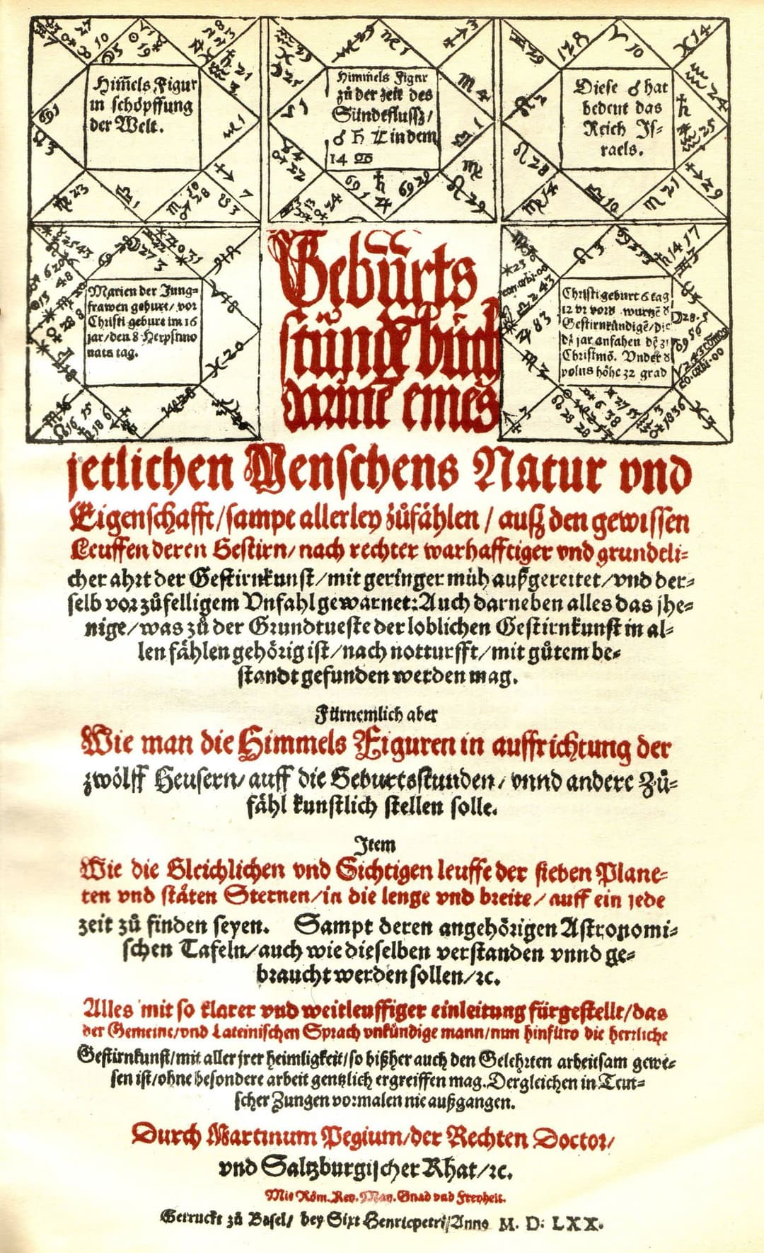 Pegius’ Sheet of Nativities, Martin Pegius