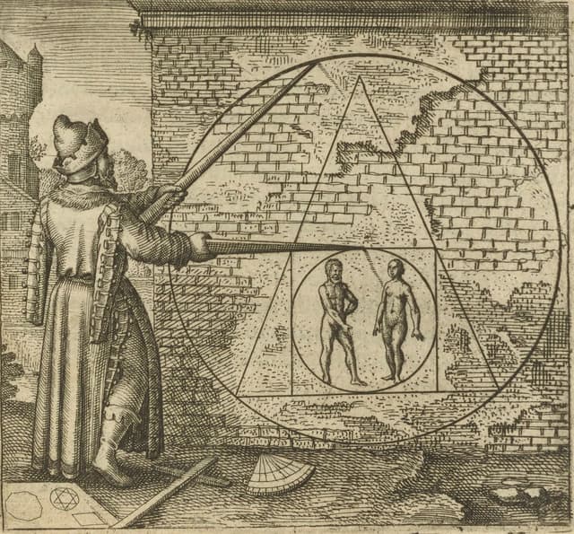Emblem XXI — Squaring the Circle, Michael Maier; engraved by Matthäus Merian
