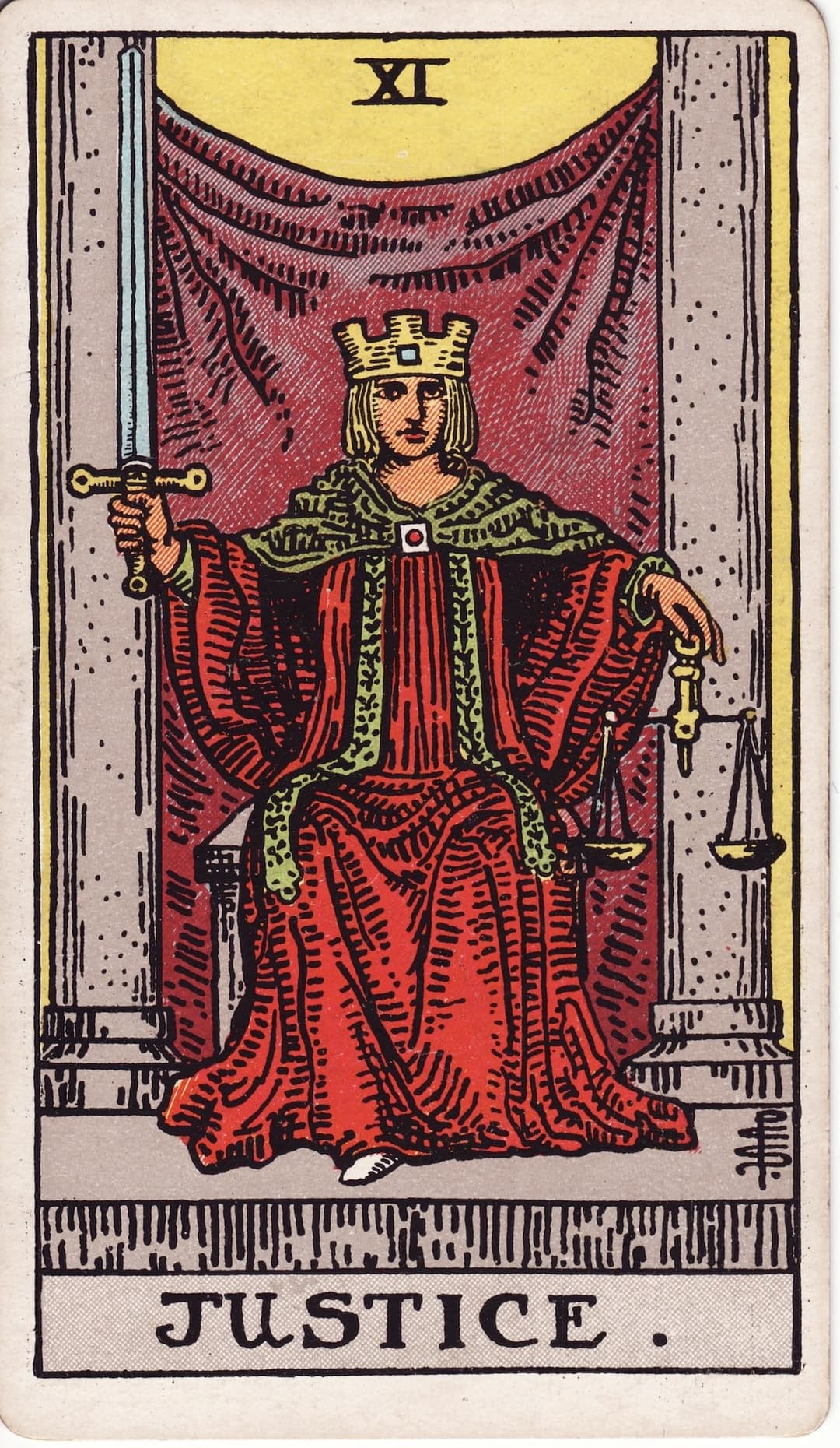 Justice, Pamela Colman Smith, for A. E. Waite
